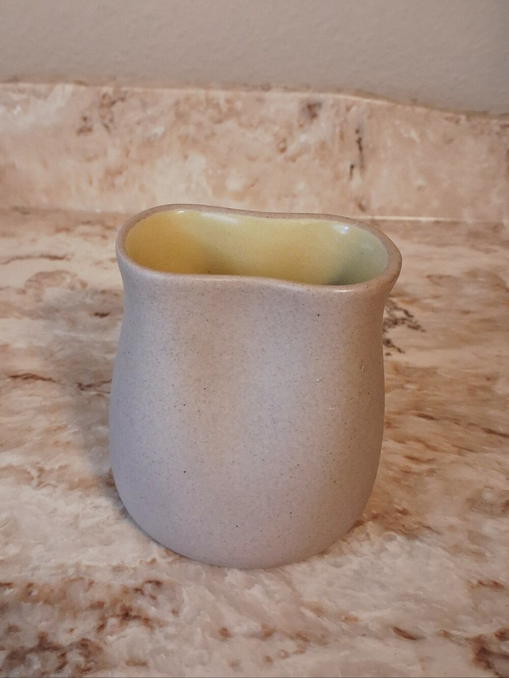 Vintage Pigeon Forge Pottery TN Pinched Vase Yellow  Interior From The 1970s.